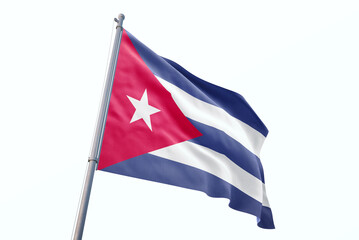 Cuba flag waving isolated on white background