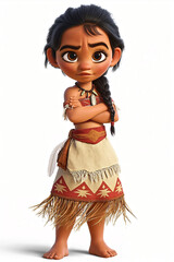 Young indigenous south American Girl With Big Expressive Eyes Standing Confidently in Traditional Outfit