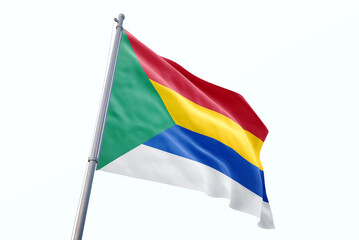 Druze flag waving isolated on white background