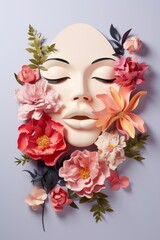 Bloomed Beauty. Woman's Portrait Embracing Nature's Floral Splendor