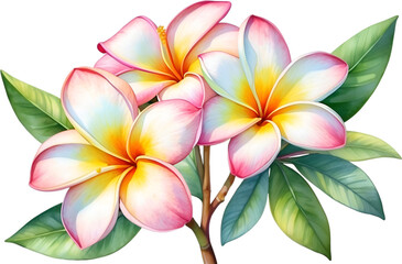 Fototapeta premium Watercolor painting of Plumeria flower. 