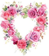 Roses Flower Heart Shape isolated on transparent background. PNG