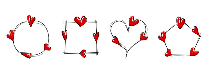 Heart frame, Valentine frame, Valentine Heart frame, Love Romantic Wedding Valentine's Day Decorative frame, vector illustration