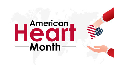 American Heart Month design observed every year in month of february. Vector health banner, flyer, poster and social medial template design.