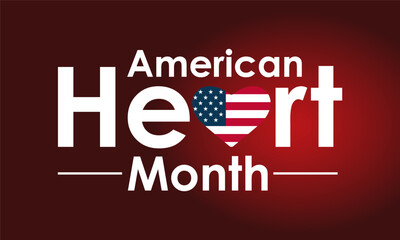 American Heart Month design observed every year in month of february. Vector health banner, flyer, poster and social medial template design. - obrazy, fototapety, plakaty