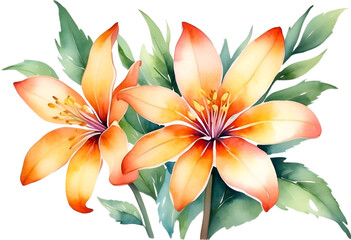 Fototapeta na wymiar Watercolor painting of Penta flower. 