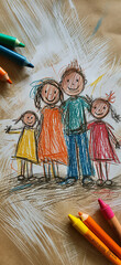 A drawing of a child representing his family Generative AI