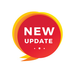 New update, banner, speech bubble icon. Design for announcement. Flat vector sign.