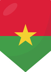 Burkina Faso flag pennant 3D cartoon style.