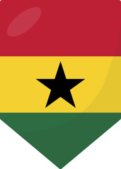 Ghana flag pennant 3D cartoon style.