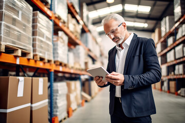 senior engineer working in logistics factory