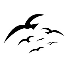 flock of birds flying silhouette