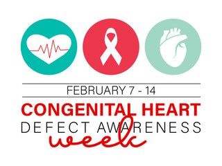 Congenital Heart Defect Awareness Week observed every year in month of february. Vector health banner, flyer, poster and social medial template design.