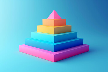 An abstract 3D pyramid chart with layers representing different data dimensions, offering a unique and visually impactful way to present multi-faceted information in presentations.