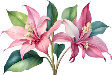 Fototapeta na wymiar Watercolor painting of Medinilla flower. 