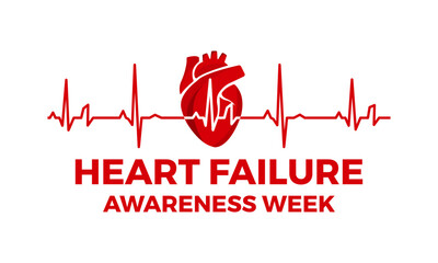 Heart Failure Awareness Week observed every year of february. Vector health banner, flyer, poster and social medial template design.