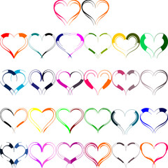 Heart design collection, Set of heart logo, Brand design, business logo, Pattern of hearts, 