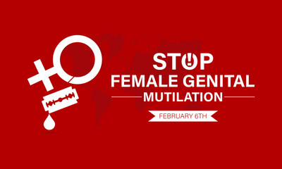 International Day of Zero Tolerance to Female Genital Mutilation celebrated every year on 6th February. Vector banner, flyer, poster and social medial template design.