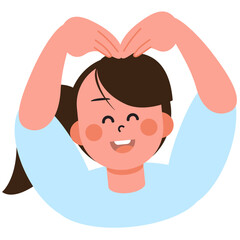 Boy and girl show each other heart signs on Valentine's Day. SVG