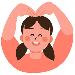 Boy and girl show each other heart signs on Valentine's Day. SVG