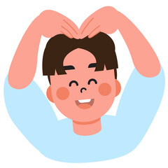 Boy and girl show each other heart signs on Valentine's Day. SVG