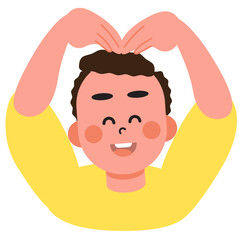 Boy and girl show each other heart signs on Valentine's Day. SVG