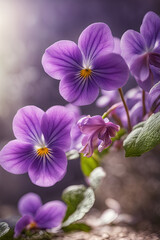Fototapeta na wymiar Violets flower beautiful purple color bluebell