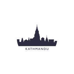 Kathmandu cityscape skyline city panorama vector flat modern logo icon. Nepal emblem idea with landmarks and building silhouettes. Isolated graphic