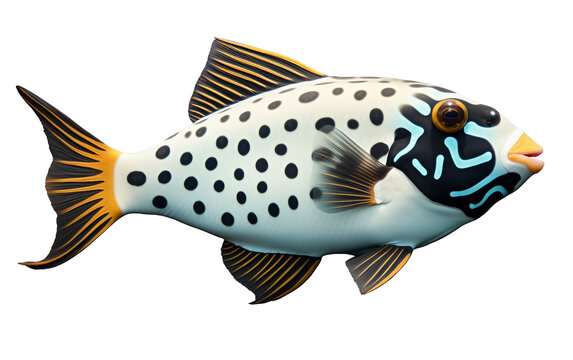 Enchanting Underwater Encounter with the Colorful Clown Triggerfish Isolated on Transparent Background PNG.