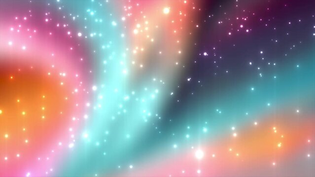 colorful glowing bokeh particles gradient abstract background, futuristic falling glitter particles loop able background