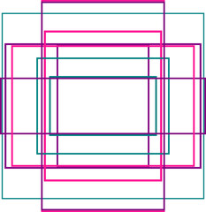 An abstract retro transparent concentric block shape design element