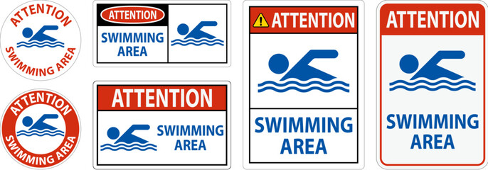 Water Safety Sign Attention - Swimming Area