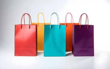 colorful paper shopping bag isolated on white background