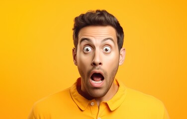 Man with surprised facial expression - obrazy, fototapety, plakaty