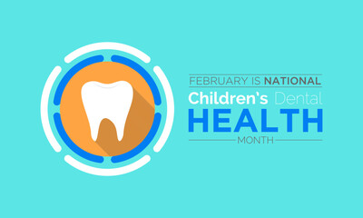 National Children&rsquo;s Dental Health Month observed every year in month of february. Vector health banner, flyer, poster and social medial template design.