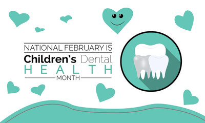 National Children’s Dental Health Month observed every year in month of february. Vector health banner, flyer, poster and social medial template design.