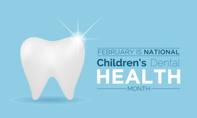 National Children&rsquo;s Dental Health Month observed every year in month of february. Vector health banner, flyer, poster and social medial template design.