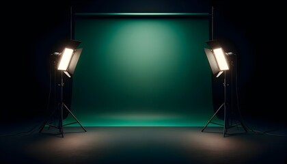 Studio Spotlight Dramatic Green Photoshoot Backdrop