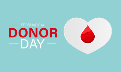 National Donor Day observed every year on february 14. Vector health banner, flyer, poster and social medial template design.