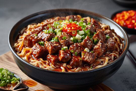 a food dish with noodles and meat