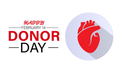 Obraz premium National Donor Day observed every year on february 14. Vector health banner, flyer, poster and social medial template design.