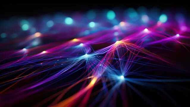 A of a complex network of optical fibers, coated in a layer of metamaterial, that can manipulate light at different wavelengths and create invisibility.