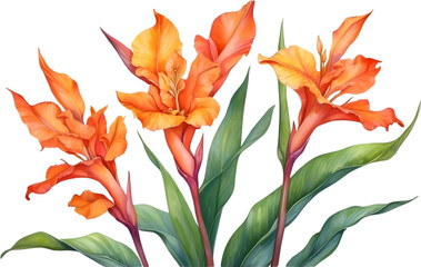 Watercolor painting of Canna flower.  - obrazy, fototapety, plakaty