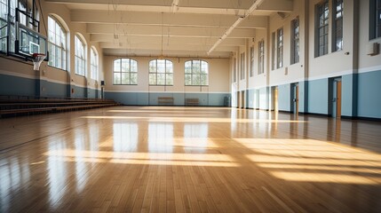 the empty gym is spacious and luminous