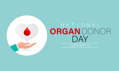 Organ Donor Day observed every year on february 14. Vector health banner, flyer, poster and social medial template design.