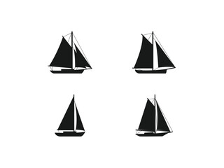 set of sailboat logo vector icon illustration, logo template
