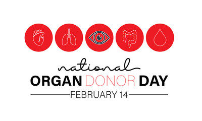 Organ Donor Day observed every year on february 14. Vector health banner, flyer, poster and social medial template design.