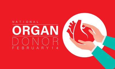 Organ Donor Day observed every year on february 14. Vector health banner, flyer, poster and social medial template design.