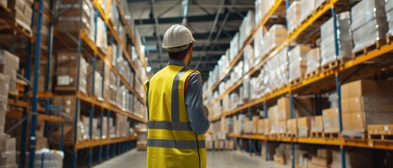 Fototapeta premium Worker man checklist goods at the warehouse.