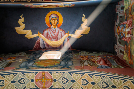 A ray of sunshine through a window in a church